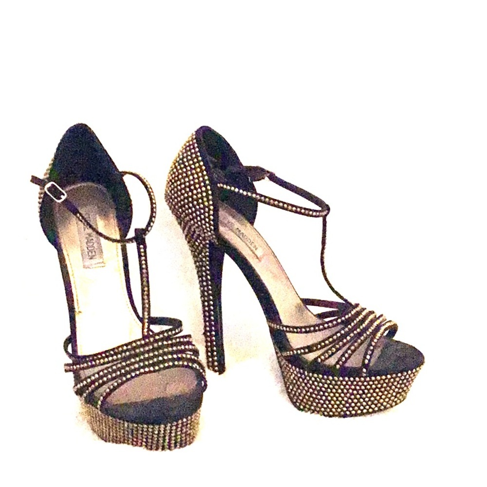 Steve Madden, gold platform glamour heels.